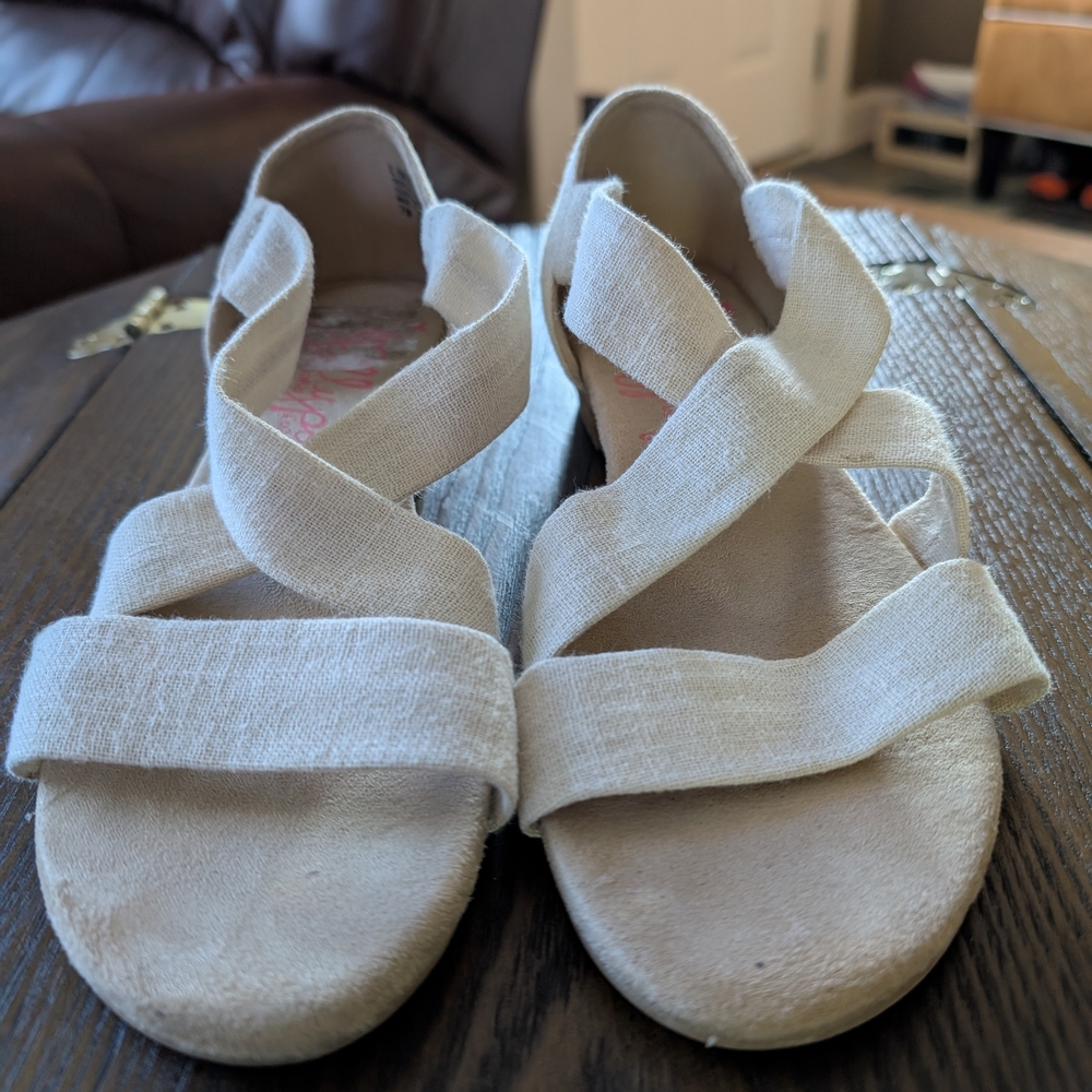 Cream Linen Sandals